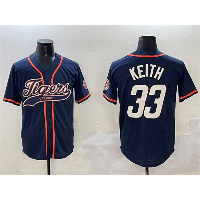 Detroit Tigers #33 Colt Keith Navy JEROMEN With Patch Cool Base Stitched Jersey