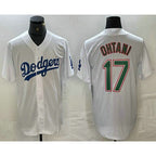 Los Angeles Dodgers #17 Shohei Ohtani White Green JEROMEN Stitched Cool Base Jerseys