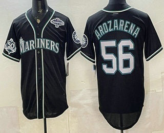 Seattle Mariners #56 Randy Arozarena 50th Black JEROMEN Out Style Vapor Premier Limited Jersey