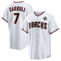 Arizona Diamondbacks #7 Corbin Carroll White JEROMEN 2023 World Series Cool Base Stitched Jersey 2