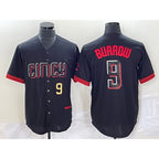 Cincinnati Reds #9 Joe Burrow Number Black JEROMEN 2023 City Connect Cool Base Stitched Jersey 2