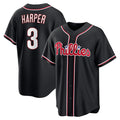 Philadelphia Phillies #3 Bryce Harper Fashion Black JEROMEN Out Stitched Baseball Jersey