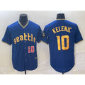 Seattle Mariners #10 Jarred Kelenic Number Blue JEROMEN 2023 City Connect Cool Base Stitched Jersey