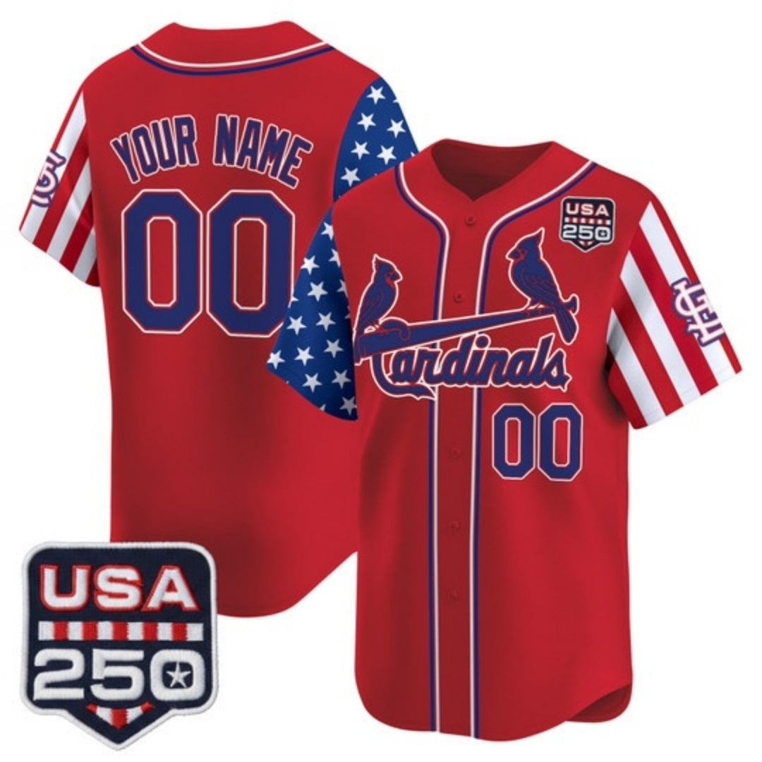 Custom St. Louis Cardinals America 250 Edition Vapor Premier Limited Red JEROMEN Stitched Jerseys