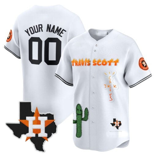 Custom Houston Astros Cactus Jack Patch Vapor Premier Limited Jersey V9 ¨C White JEROMEN