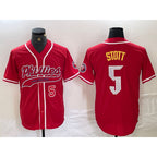 Philadelphia Phillies #5 Bryson Stott Number Red JEROMEN Cool Base Stitched Jerseys