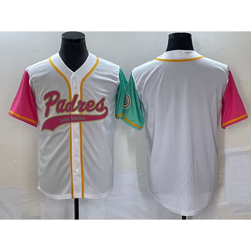 San Diego Padres Blank White JEROMEN NEW 2023 City Connect Cool Base Stitched Jersey