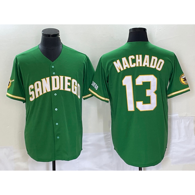 San Diego Padres #13 Manny Machado Green JEROMEN Cool Base Stitched Jersey 2