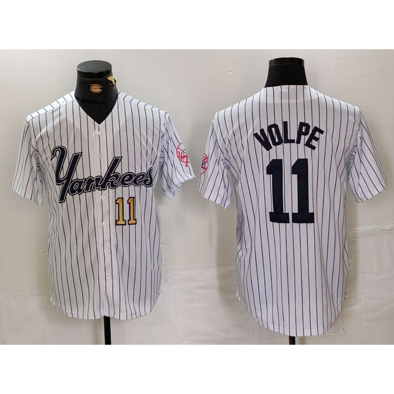 New York Yankees #11 Anthony Volpe White JEROMEN Pinstripe Fashion Cool Base Jerseys