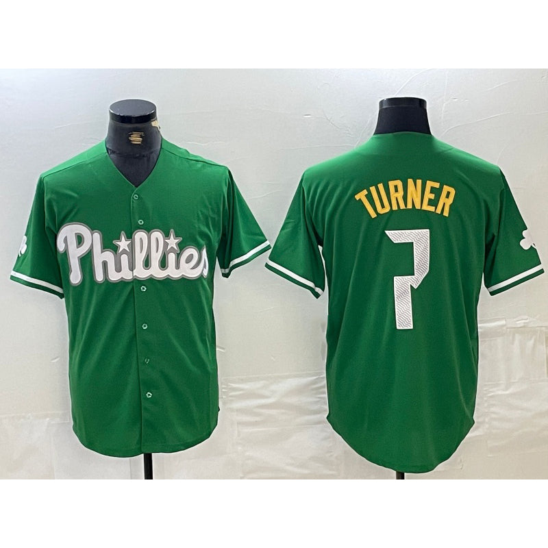 Philadelphia Phillies #7 Trea Turner Kelly Green JEROMEN Cool Base Jersey