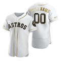 Custom Houston Astros White JEROMEN Stitched Flex Base Golden Edition Jersey