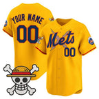 Custom New York Mets x One Piece Gold JEROMEN Vapor Premier Limited Jersey - Stitched