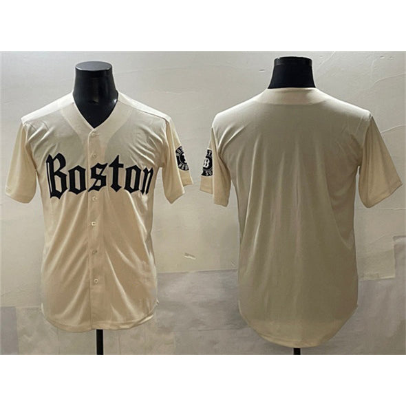 Boston Red Sox Blank Cream JEROMEN Gothic Vapor Limited Stitched Jersey