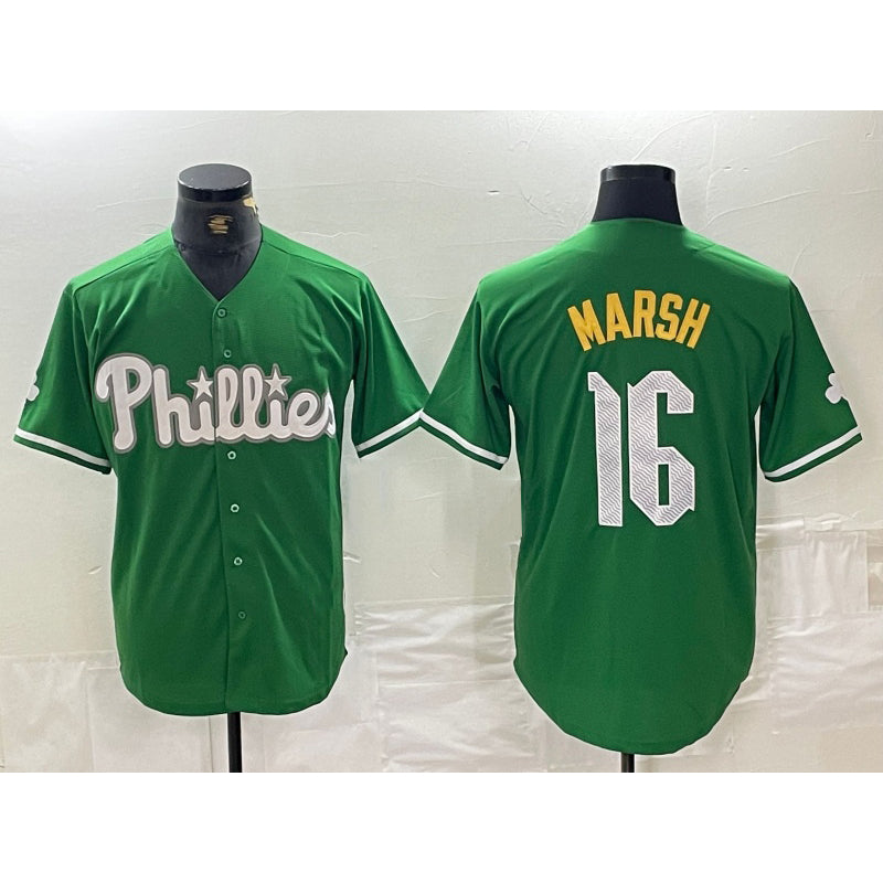 Philadelphia Phillies #16 Brandon Marsh Green JEROMEN 2024 City Connect Stitched Jersey