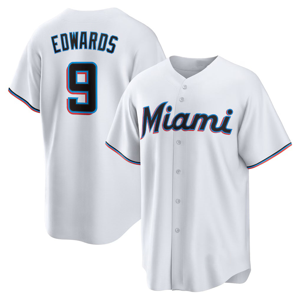 Miami Marlins #9 Xavier Edwards White JEROMEN Home Replica Jersey