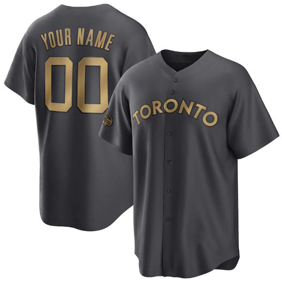 Custom Toronto Blue Jays Active Player Charcoal JEROMEN 2022 All-Star Cool Base Stitched Jersey