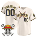 Custom Milwaukee Brewers x One Piece Cream JEROMEN Vapor Premier Limited Jersey - Stitched