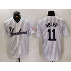 New York Yankees #11 Anthony Volpe White JEROMEN Pinstripe Fashion Cool Base Jersey 2