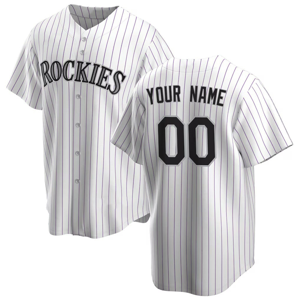 Custom Colorado Rockies White JEROMEN Home Replica Jersey