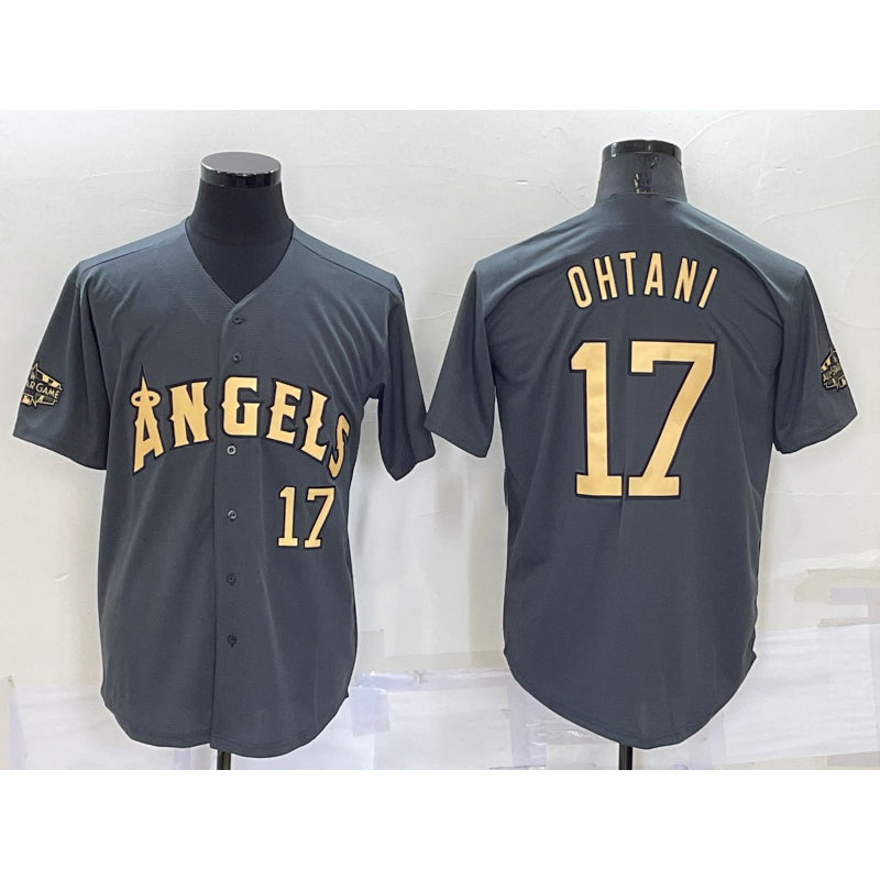 Los Angeles Angels #17 Shohei Ohtani Number Grey JEROMEN 2022 All Star Stitched Cool Base Jersey