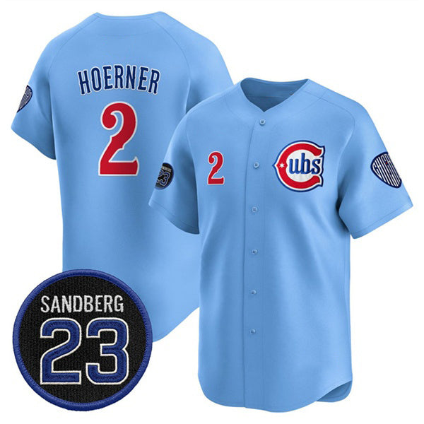Chicago Cubs #2 Nico Hoerner Blue JEROMEN 'Ryne Sandberg Tribute' Vapor Limited V2 Stitched Jersey
