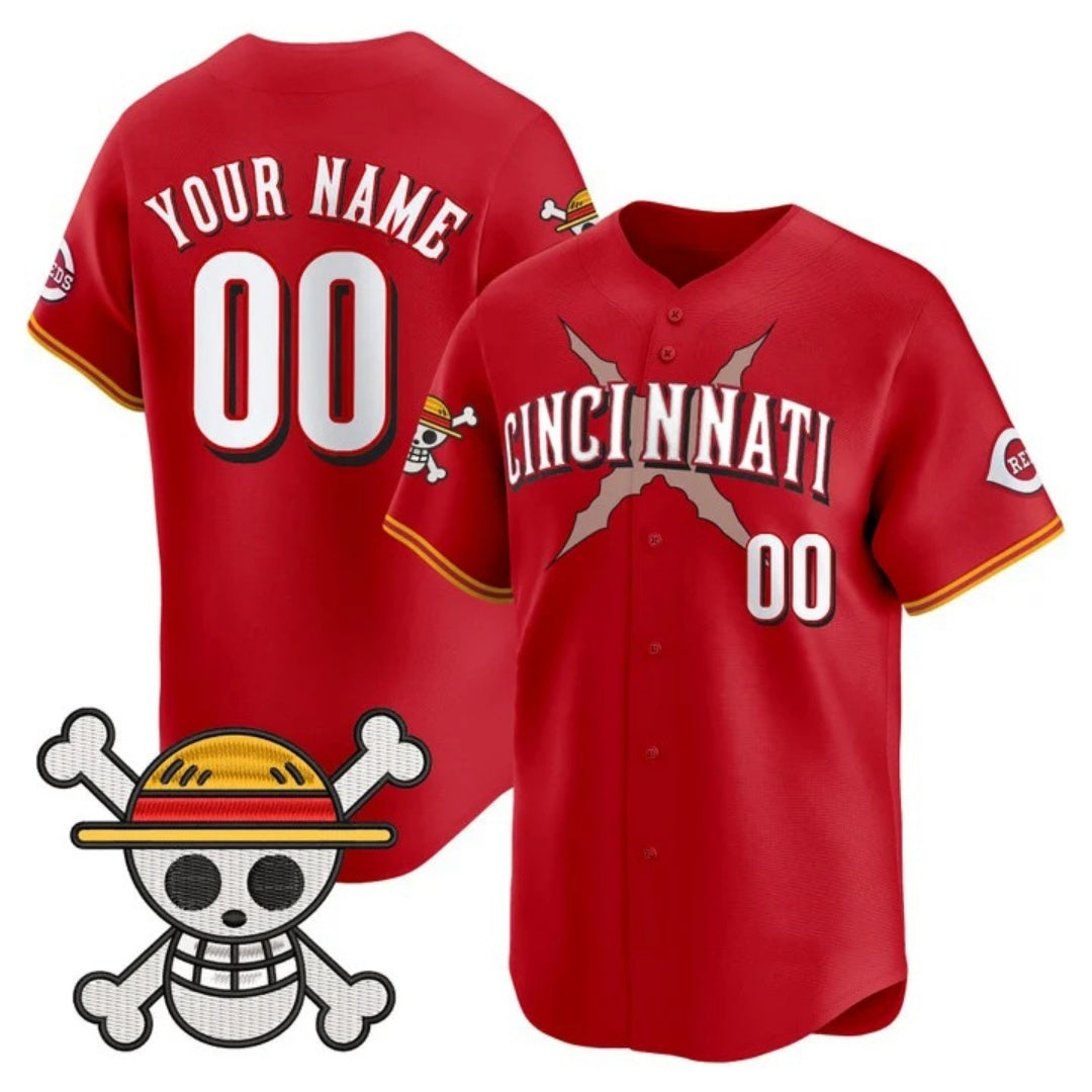 Custom Cincinnati Reds x One Piece Red JEROMEN Vapor Premier Limited Jersey - Stitched