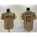 San Diego Padres #10 Jurickson Profar Khaki JEROMEN Team Logo Cool Base Jerseys