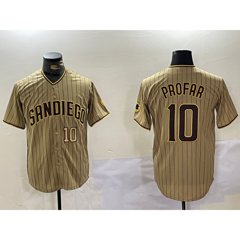 San Diego Padres #10 Jurickson Profar Khaki JEROMEN Team Logo Cool Base Jerseys