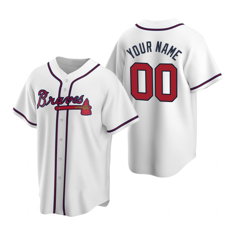 Custom Atlanta Braves White JEROMEN 2020 Stitched Cool Base Home Jersey