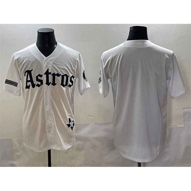 Houston Astros Blank White JEROMEN Gothic 'Houston Born Barrio Raised' Limited Stitched Jersey