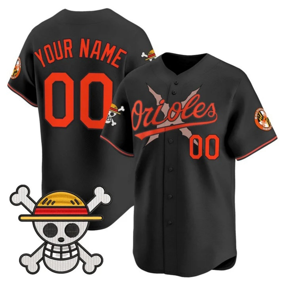 Custom Baltimore Orioles x One Piece Black JEROMEN Vapor Premier Limited Jersey - Stitched