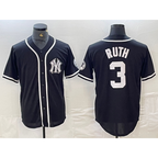 New York Yankees #3 Babe Ruth Black White JEROMEN Cool Base Stitched Jersey