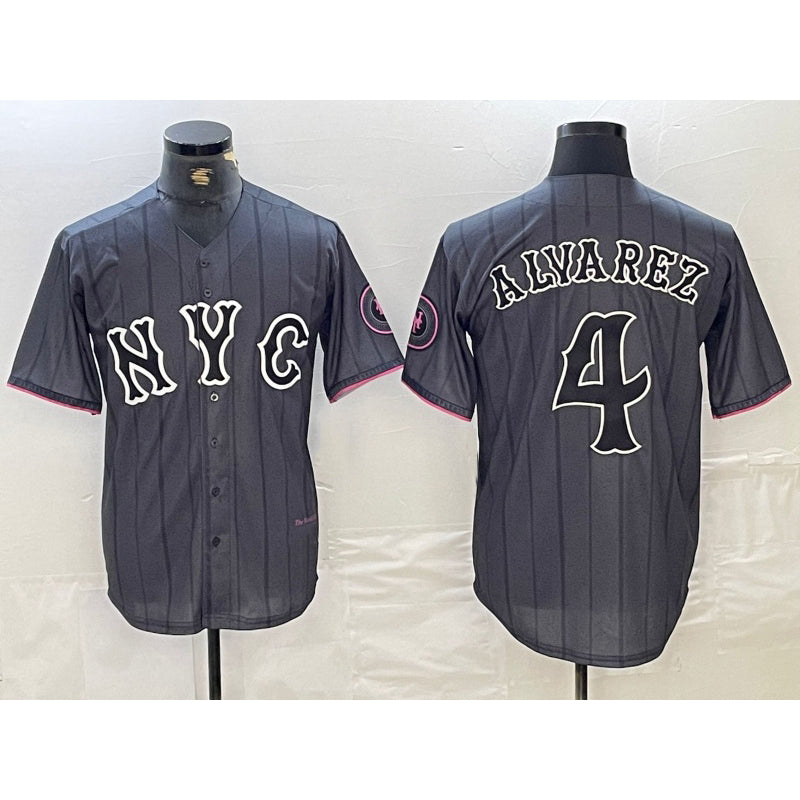 New York Mets #4 Francisco Alvarez Gray JEROMEN 2024 City Connect Cool Base Stitched Jersey