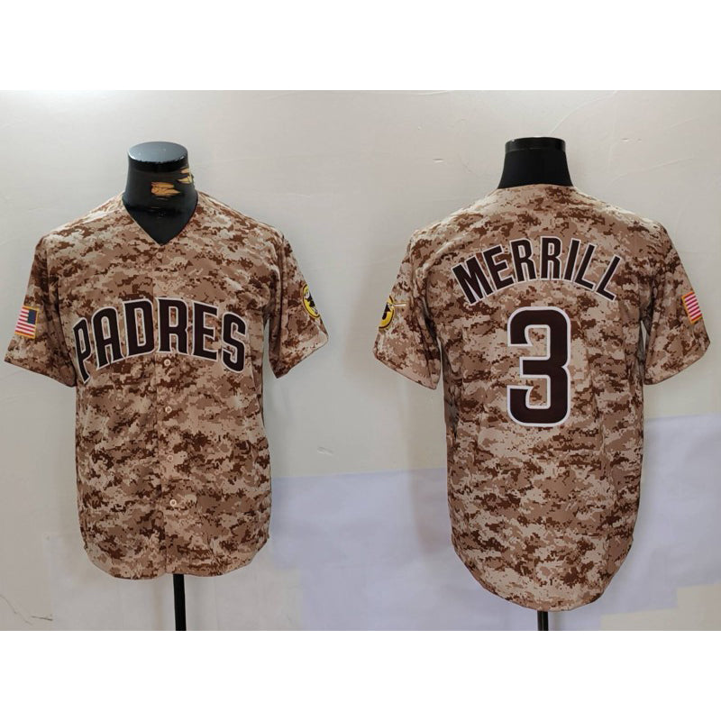 San Diego Padres #3 Jackson Merrill Camo JEROMEN Cool Base Stitched Jersey