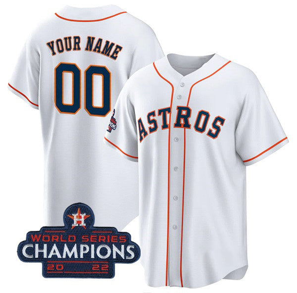 Custom Houston Astros Active Player White JEROMEN 2022 World Series Champions Cool Base Stitched Jersey