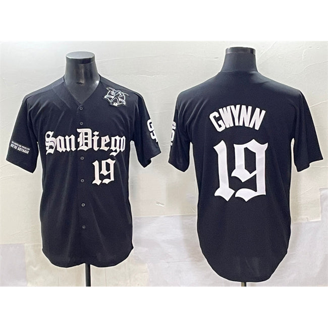 San Diego Padres #19 Tony Gwynn Black JEROMEN Gothic Edition Vapor Limited Stitched Jersey