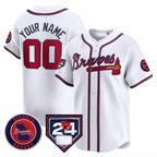 Custom Atlanta Braves 2024 Spring Training Patch Vapor Premier Limited Jersey ¨C White JEROMEN