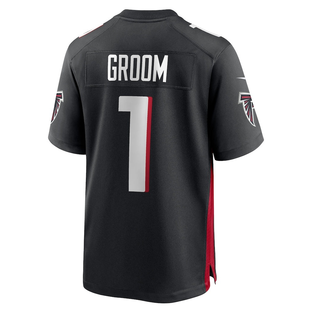 A.Falcons Number #1 Groom Black JEROMEN Game Jersey