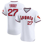 Los Angeles Angels #27 Mike Trout White JEROMEN Alternate 2 Elite Jersey
