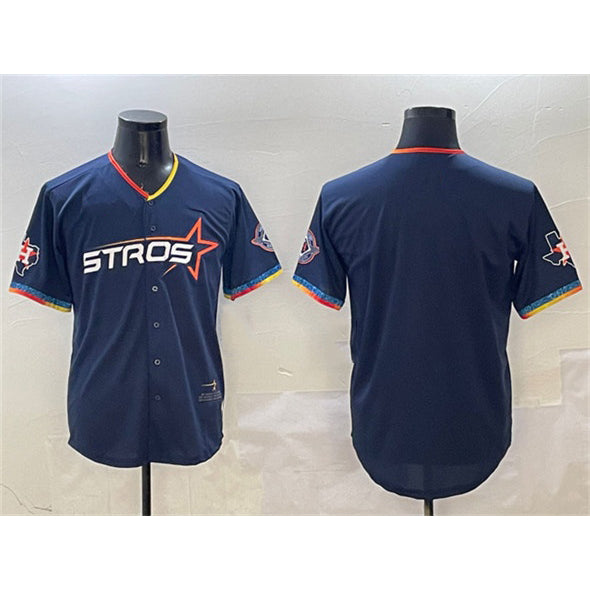 Houston Astros Blank Navy JEROMEN 2025 City Connect With Texas Patch Limited Stitched Jersey