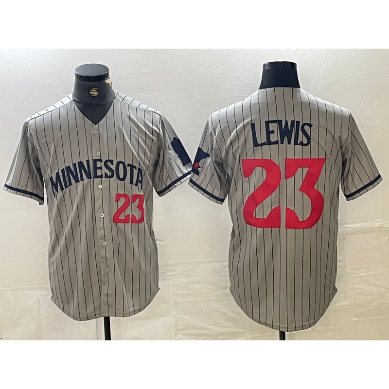Minnesota Twins #23 Royce Lewis Number 2023 Grey JEROMEN Home Team Cool Base Stitched Jerseys