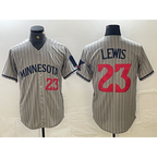 Minnesota Twins #23 Royce Lewis Number 2023 Grey JEROMEN Home Team Cool Base Stitched Jerseys