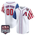 Custom Arizona Diamondbacks America 250 Edition Vapor Premier Limited White JEROMEN Stitched Jerseys