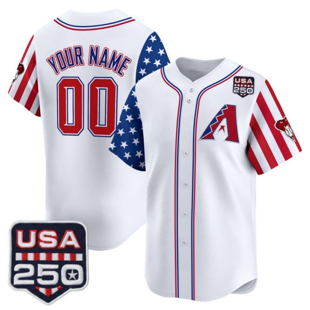 Custom Arizona Diamondbacks America 250 Edition Vapor Premier Limited White JEROMEN Stitched Jerseys