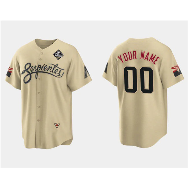 Custom Arizona Diamondbacks Active Player Gold JEROMEN 2023 World Series City Connect Cool Base Stitched Jersey