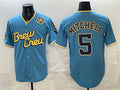 Milwaukee Brewers #5 Garrett Mitchell Powder Blue JEROMEN City Connect With Home & Bob Uecker Patch Limited Stitched Jersey