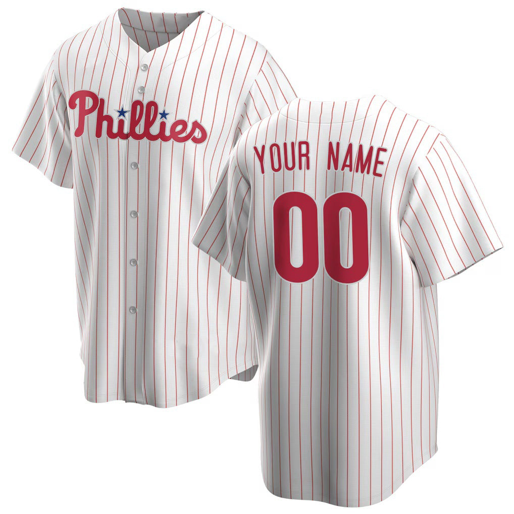 Custom Philadelphia Phillies White JEROMEN Home Replica Jersey