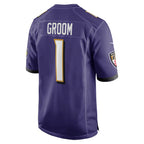 B.Ravens Number #1 Groom Purple JEROMEN Game Jersey