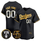 Custom Los Angeles Dodgers Vin Patch & Kobe Bryant Signature Vapor Premier Limited Jersey ¨C All Stitched-Black JEROMEN