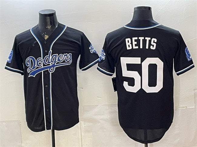 Los Angeles Dodgers #50 Mookie Betts B2B Champs 2026 Black JEROMEN Out Style Vapor Limited Stitched Jersey